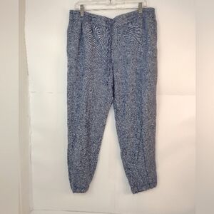 Old Navy Women's Chambray Blue Linen Blend Pull Up High -waist  Pants